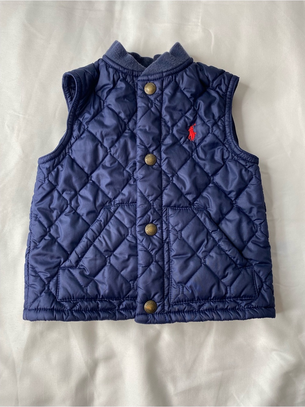 Ralph Lauren Kids Quilted Navy Vest with Red Pony